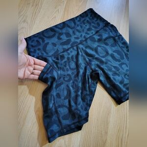Black & Blue Leopard Print Biker Shorts